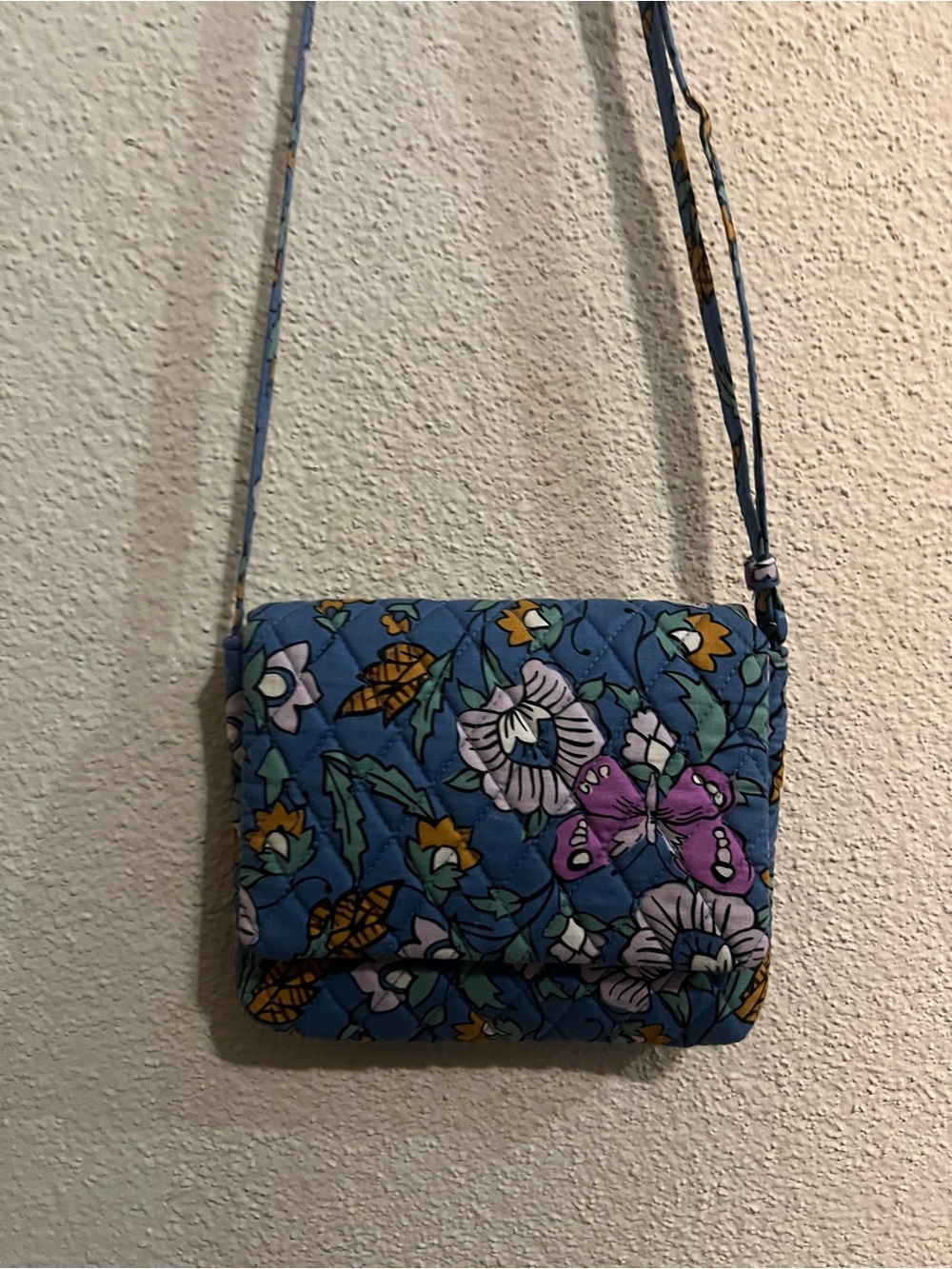 Vera Bradley Blue Quilted Floral & Butterfly Crossbody